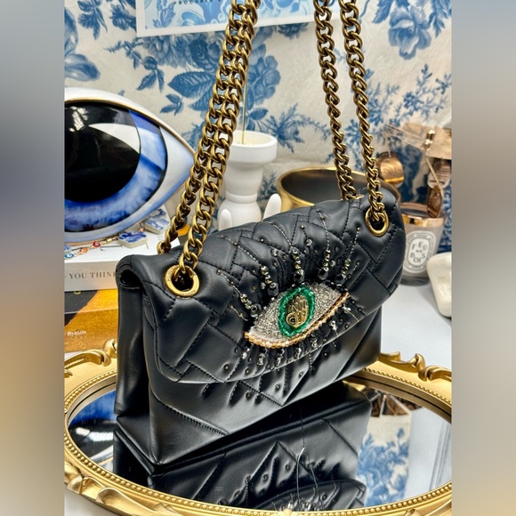 🆕 KURT GEIGER LONDON 🧿NWOT Leather Mini Kensington Rhinestone Eye Crossbody - Picture 4 of 15